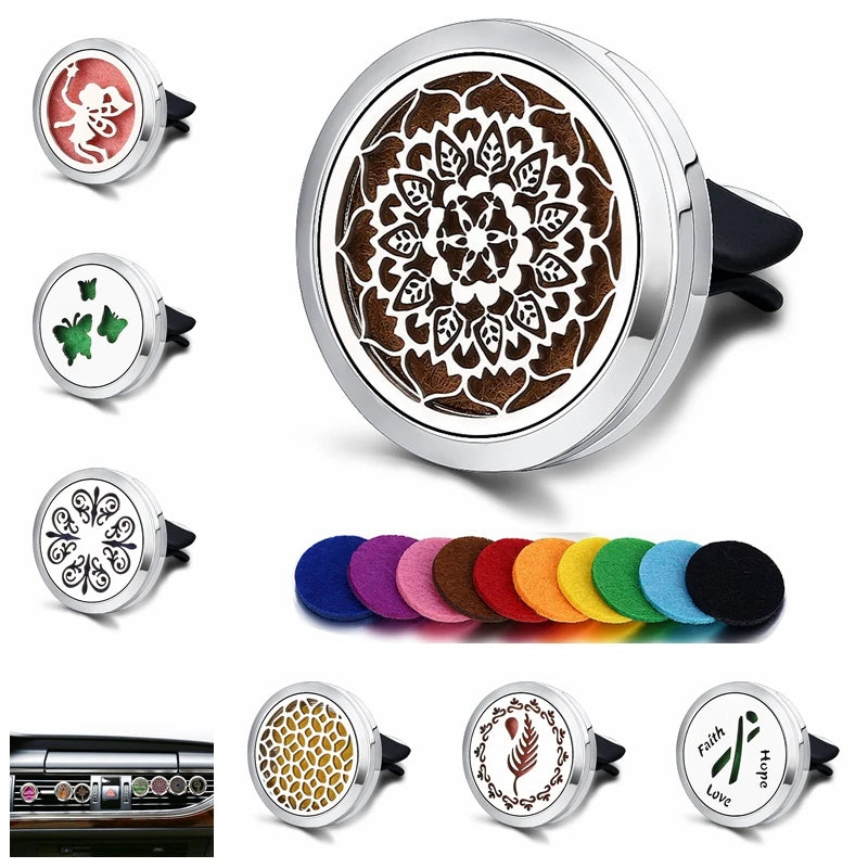 Refillable Car Air Freshener Smell Perfume Diffuser Clip Auto Vent Essential Oil Stainless Steel Locket Interior Accessories