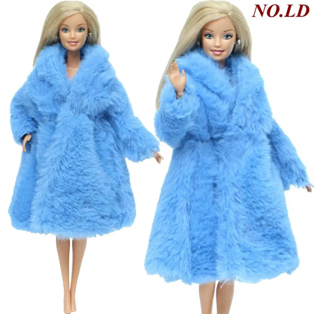 1 Pcs Handmade High Quality Doll Coat Dress Fur Clothes for Barbie Doll Winter Wear Leopard Outfit Doll Accessories Kids Toys