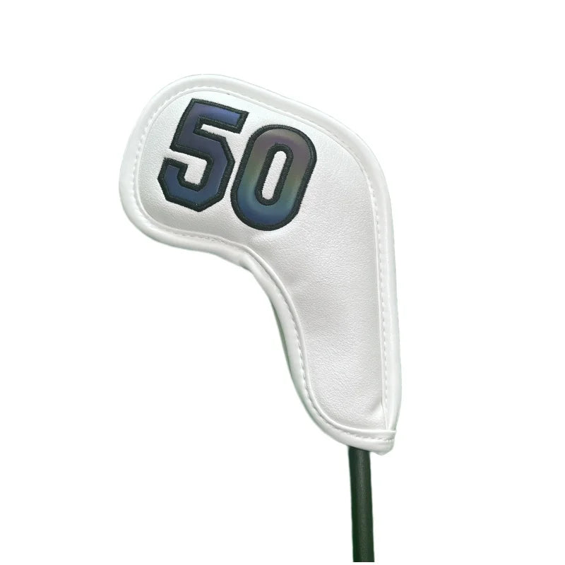 Golf Iron Club Head Cover Headcovers for Sand Wedges Big Number Long Neck Black/White Pu Leather 48 50 52 54 56 58 60 Degree