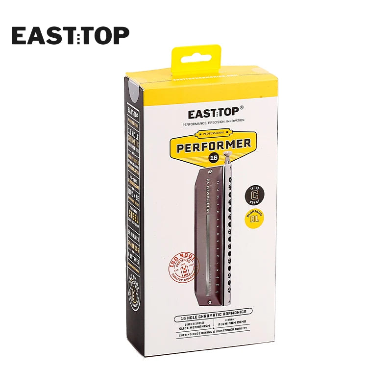 EASTTOP EMP-16 Upgrade Chromatic Harmonica 16 Hole 64 Tone Key of C Aluminum Comb Chromatic Mouth Organ Harmonica