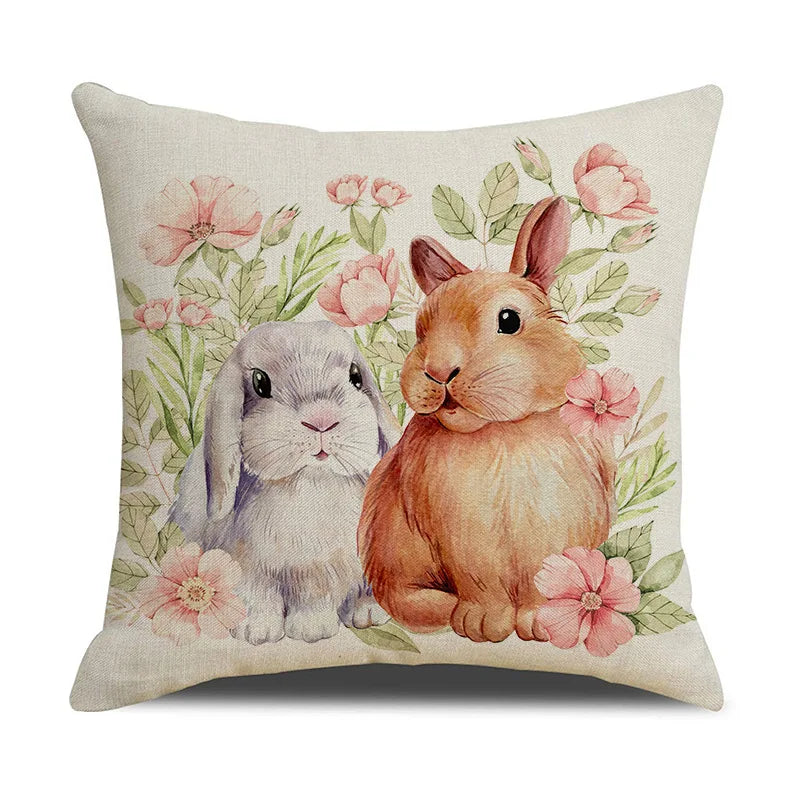 2024 Easter Rabbit Table Runner Linen Bunny Dining Table Cloth Placemat Spring Holiday Happy Easter Decoration for Home Kitchen