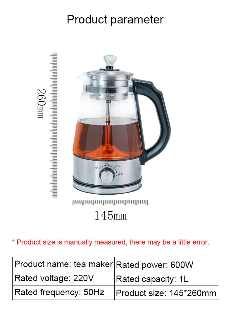 1L Electric Kettle Coffee Tea Maker Thermos Black Pu 'Er Glass Tea Maker Automatic Steam Spray Teapot Kettles Health Pot EU US