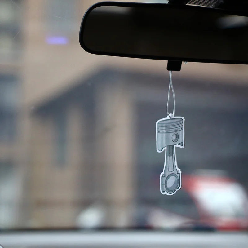JDM Style Car Rear View Mirrow Pendent Air Freshener Solid Paper Piston Brake Wheel Rim Shock Absorber
