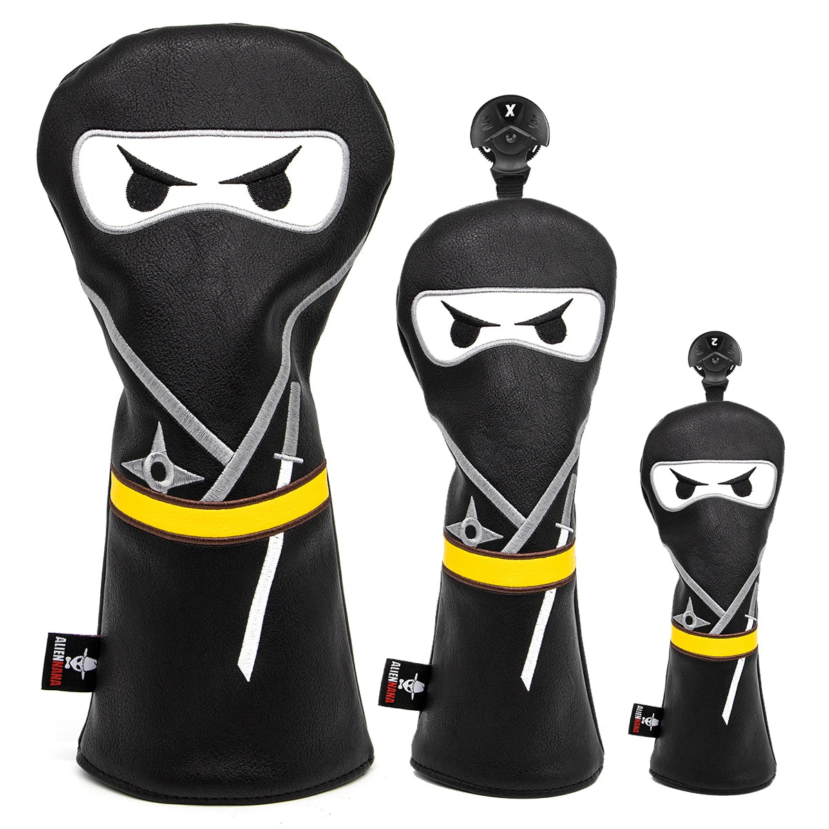 Golf Club Headcover Set Aliennana Black Ninja Driver Head Cover Fairway Golf Headcvoer Hybird Blade Putter Mallet Putter Covers