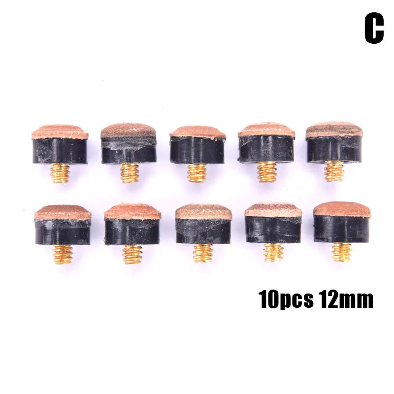 10 Pcs 10-13mm Screw on Cue Tips for Billiard Pool Cue Stick and Snooker Cue Replacement Parts Set Stick for Snooker Accessories