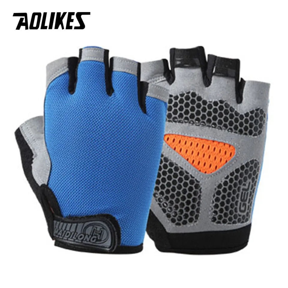 AOLIKES Cycling Gloves MTB Road Riding Gloves Anti-Slip Camping Hiking Gloves Gym Fitness Sports Bike Bicycle Glove Half Finger