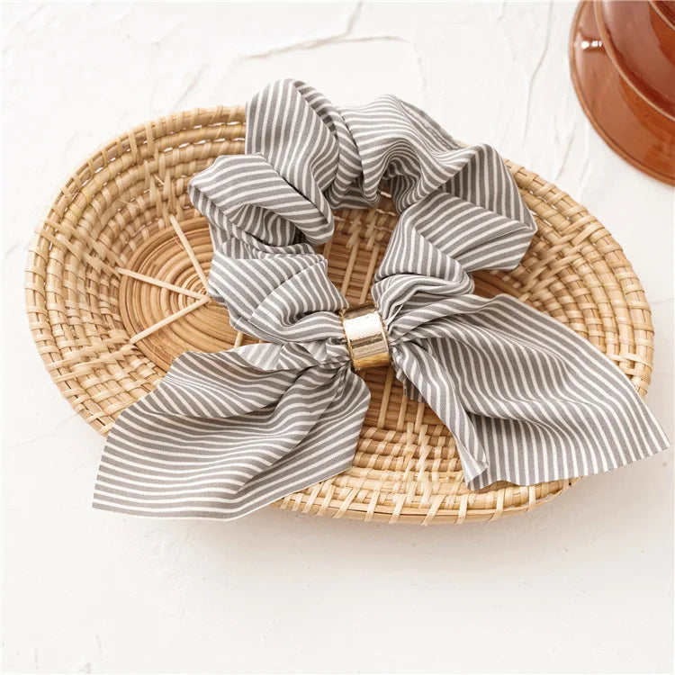 Chiffon Hair Scrunchies Women Fashion Pearl Ponytail Holder Hair Tie Hair Rope Rubber Bands Hair Accessories Bowknot Headwear