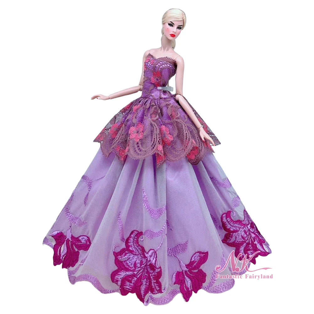 NK 1 Pcs 30CM Princess Wedding Dress Noble Party Gown for Barbie Doll Accessories Fashion Clothes Gift for Girl' 1/6 Doll Toy JJ