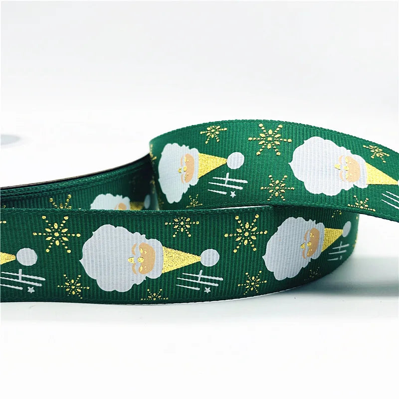 5yards/Lot 25mm Christmas Ribbon Printed Christmas Polyester Ribbon for Handmade Design Christmas Decoration Gift Packing