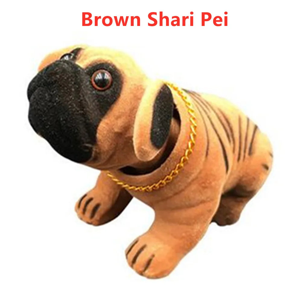 Car Ornament Nodding Dog Creative Shaking Head Puppy Dog Car Dashboard Doll Bobblehead Dog Toy Lucky Gold Chain Rocking Head Dog