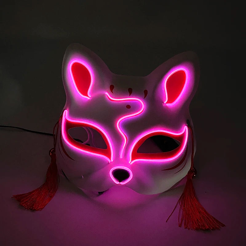 Halloween 10 Colors LED Neon El Wire Mask Cosplay Luminous Fox Mask Dance Party Dress Accessories