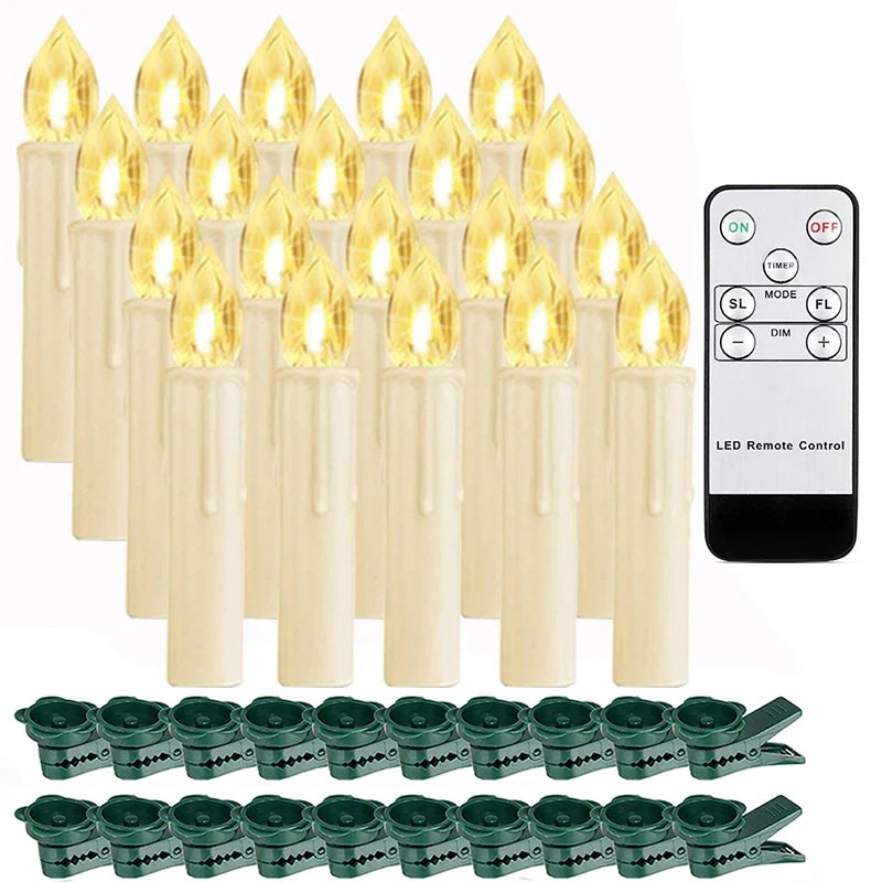 10/20/30/40pcs Candle Light Timer Remote Home Decor Artificial Flameless Led Candle Lamps Waterproof Christmas Candles Wholesale