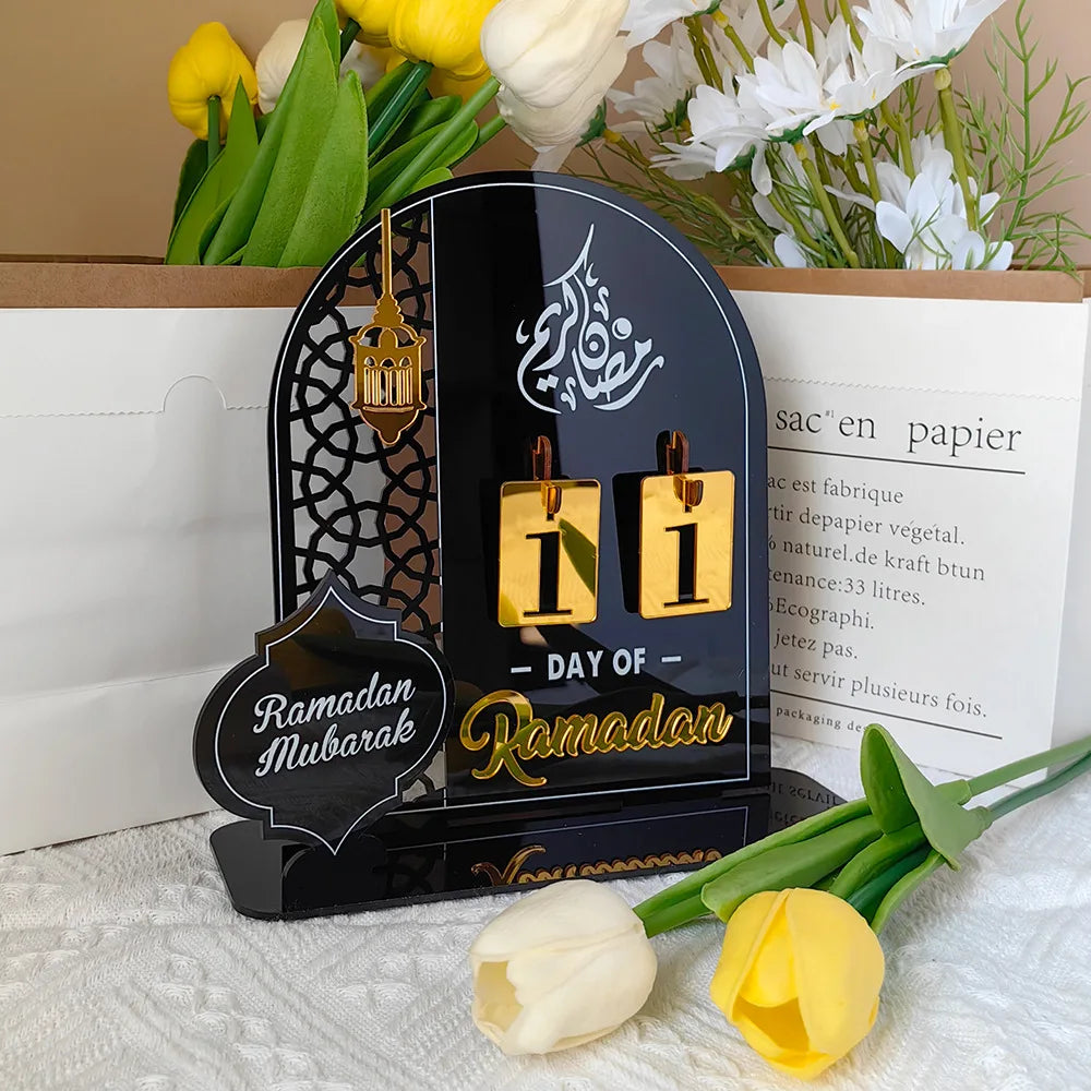 Acrylic Ramadan Countdown Calendar Gifts Day of Ramadan Calendar With Base Replacing Numbers Ramadan Mubarak Islam Advent Day