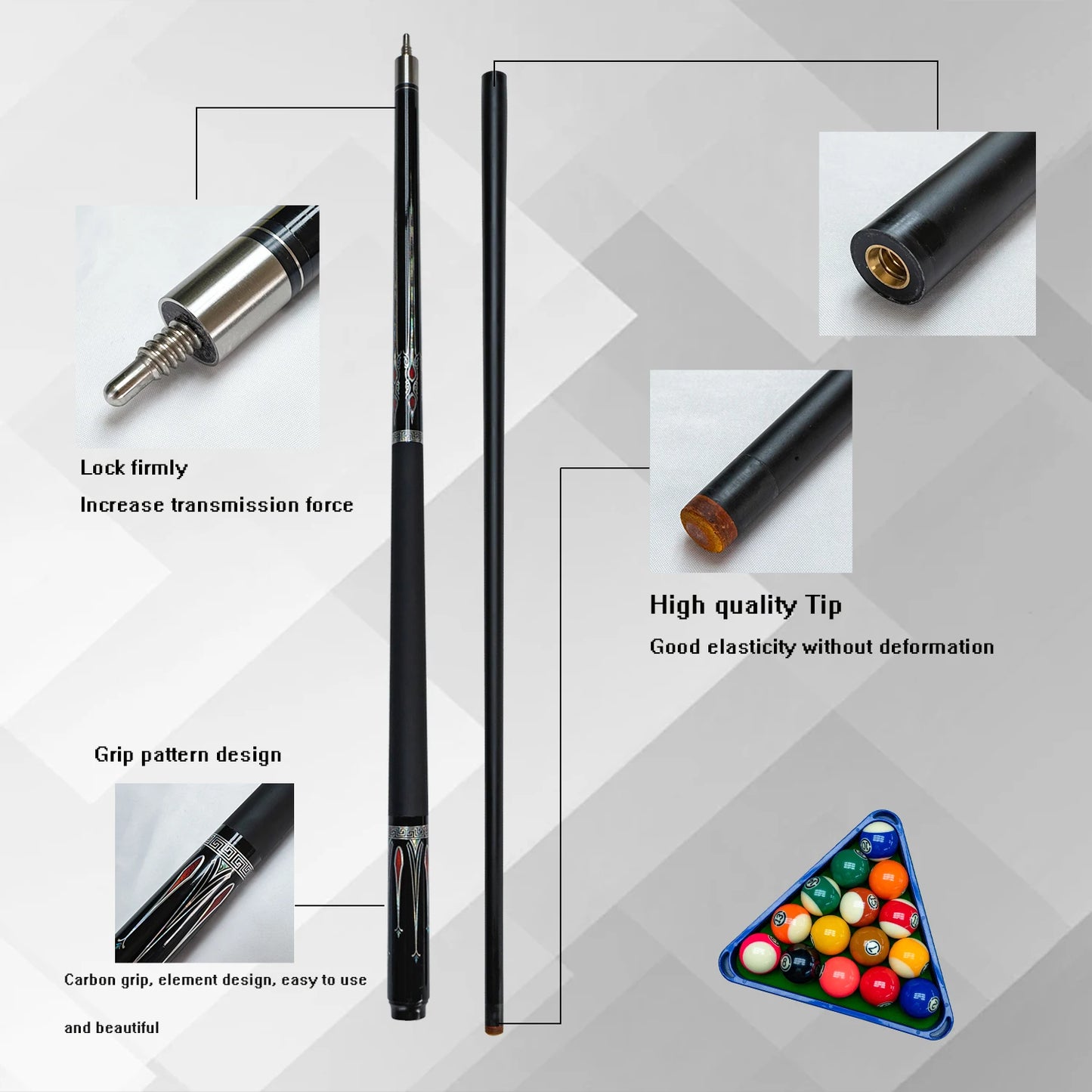 Carbon Fiber Pool Cue Stick 13mm Tip Peacock Element Ideal for Nine Ball and Carom Billiards