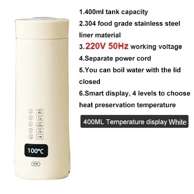 Thermal Insulation Electric Kettle Temperature Control Smart Hot Water Heating Bottle Coffee Boiler Travel Portable Tea Pot Cup