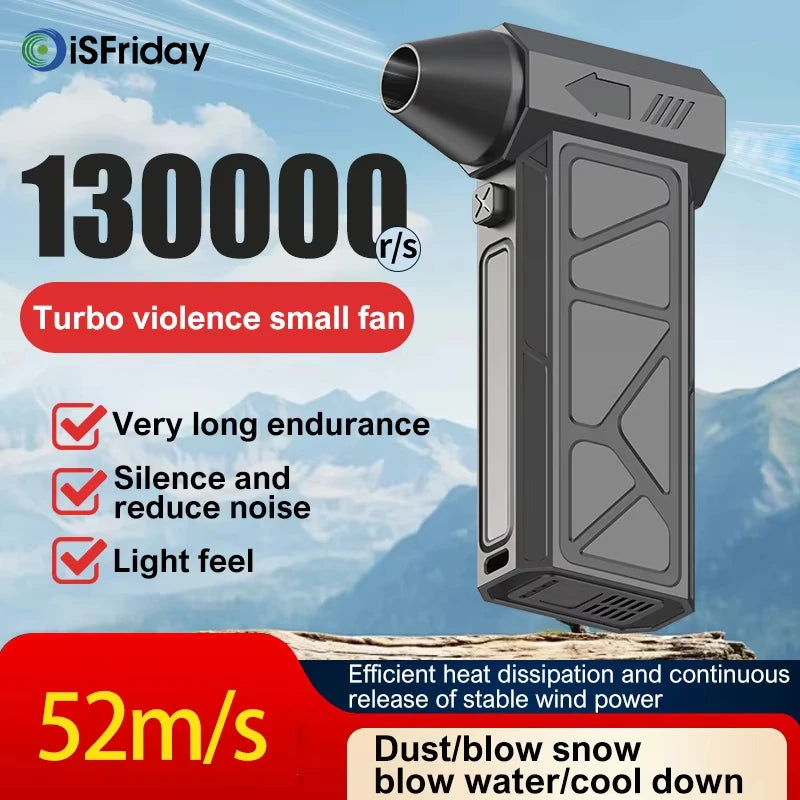13000RPM Mini Turbo Jet Fan With 8000mAh Battery 4-Speed Settings Wind Speed 52m/S Electric Blower Snow Removal Air Dryer