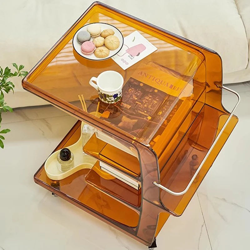 Unique Acrylic Side Table Nightstands Mobile Small Dining Coffee Table Hotel Center Mesa Auxiliar Salon Living Room Furniture