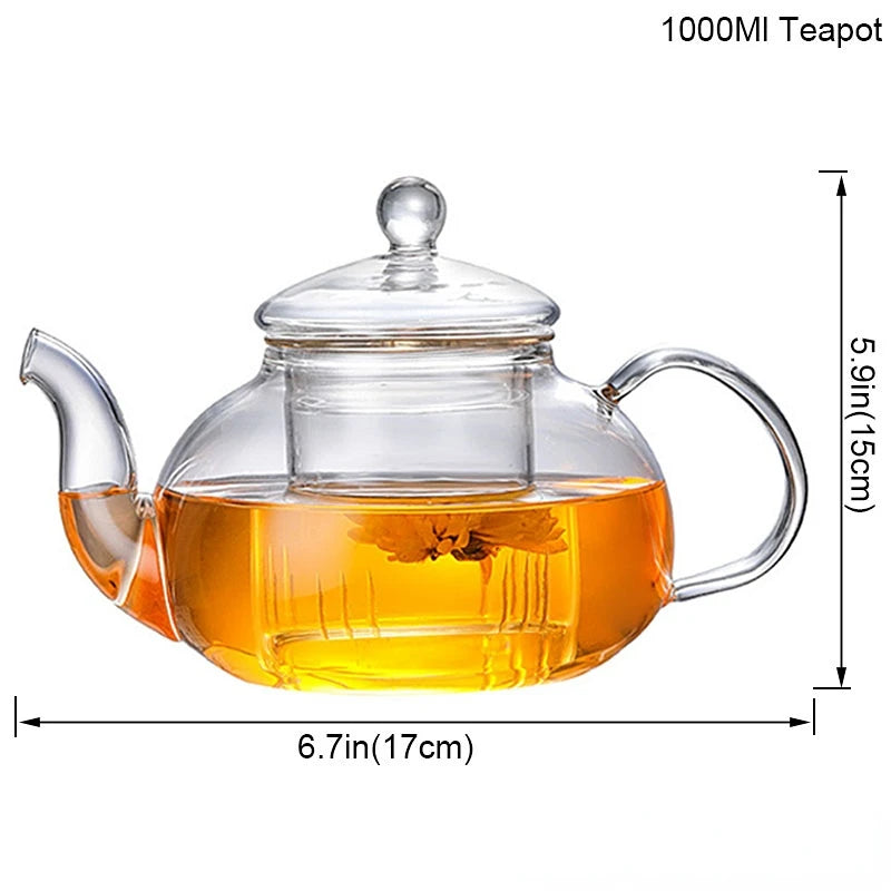 Dropshipping Heat Resistant Glass Teapot Various Styles of Hot-Selling Tea Sets Clear Kettle Flower Puer Tea Infuser Pot