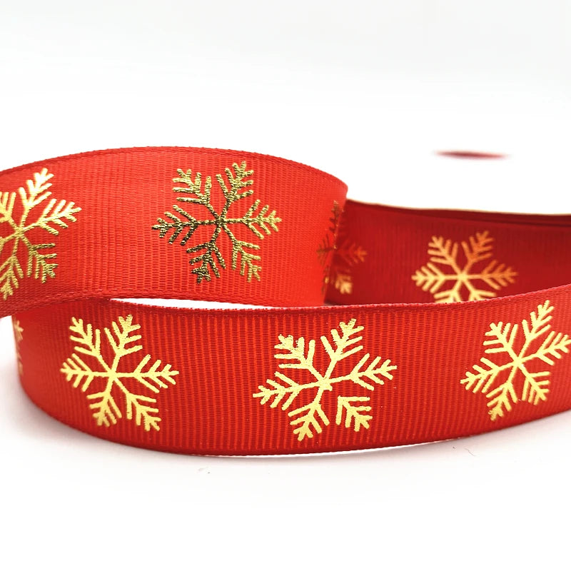 5yards 10mm 15mm 25mm Christmas Ribbon Printed Christmas Polyester Ribbon for Handmade Design Christmas Decoration Gift Packing