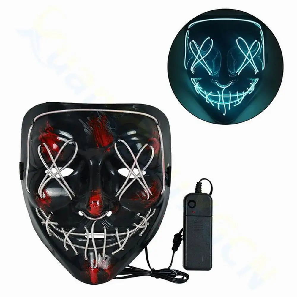 Cosmask Halloween Neon Mask Led Mask Masque Masquerade Party Masks Light Glow in the Dark Funny Masks Cosplay Costume Supplies