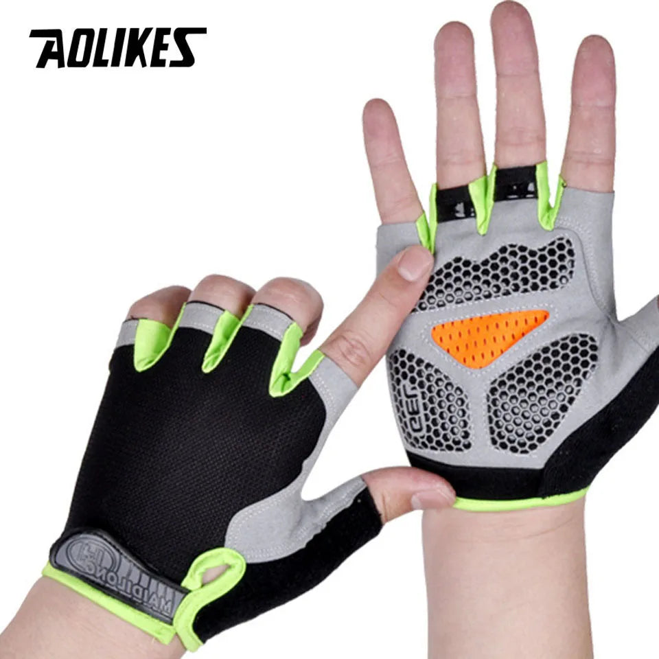 AOLIKES Cycling Gloves MTB Road Riding Gloves Anti-Slip Camping Hiking Gloves Gym Fitness Sports Bike Bicycle Glove Half Finger