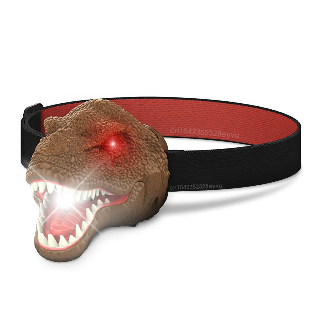 Kids Headlamp Dinosaur Headlamp for Children Kids Dinosaur Toys Child Head Flashlight T-Rex Dinosaur Head Lamp Christmas Gift