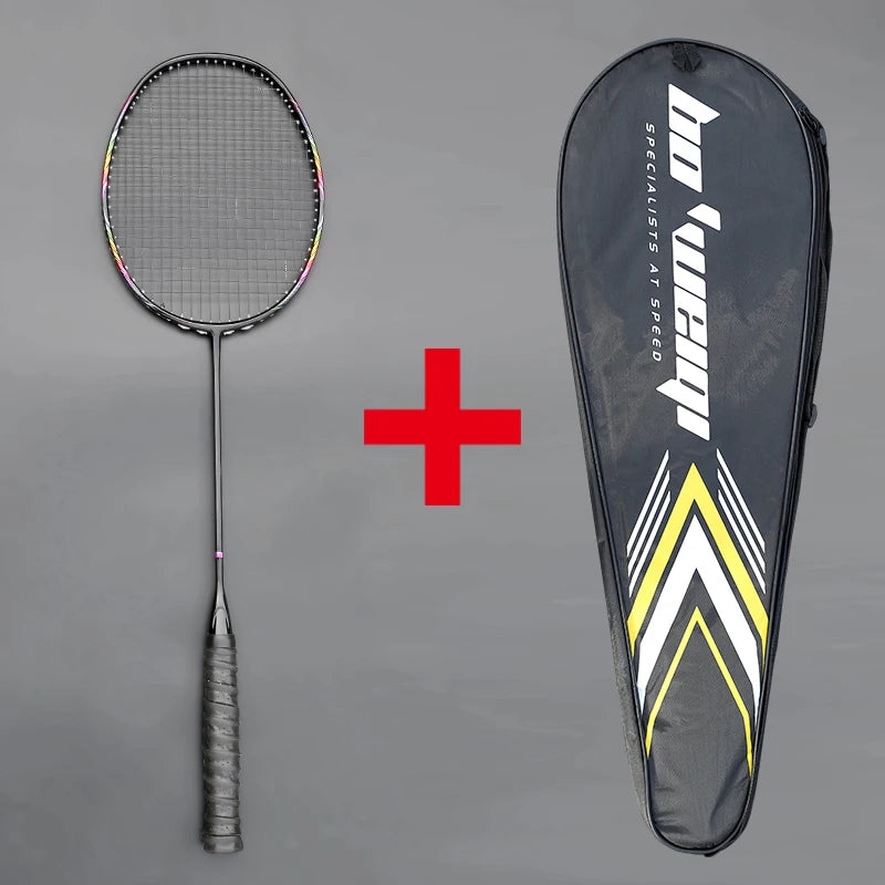 Super Light 8U Full Carbon Fiber Badminton Rackets With Bags String Professional Racket Strung Padel Sports