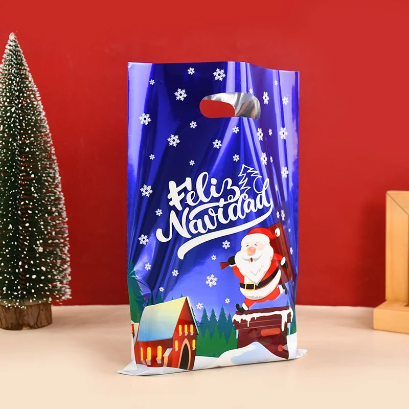 10/30pcs Christmas Gift Bags Cartoon Plastic Candy Cookie Packaging Bag 2024 Navidad Decoration for Home Kids New Year Gift 2025