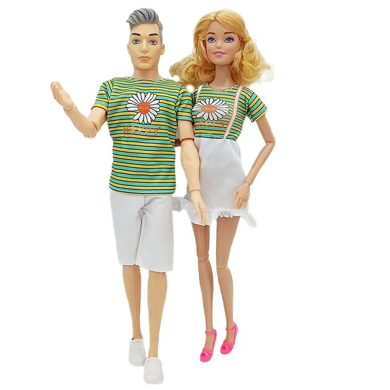 30cm Couple Doll Girlfriend & Boyfriend Ken Doll 1/6 Doll With Wheat Complexion Body Couple Outfit Parents Cosplay Toys Gifts