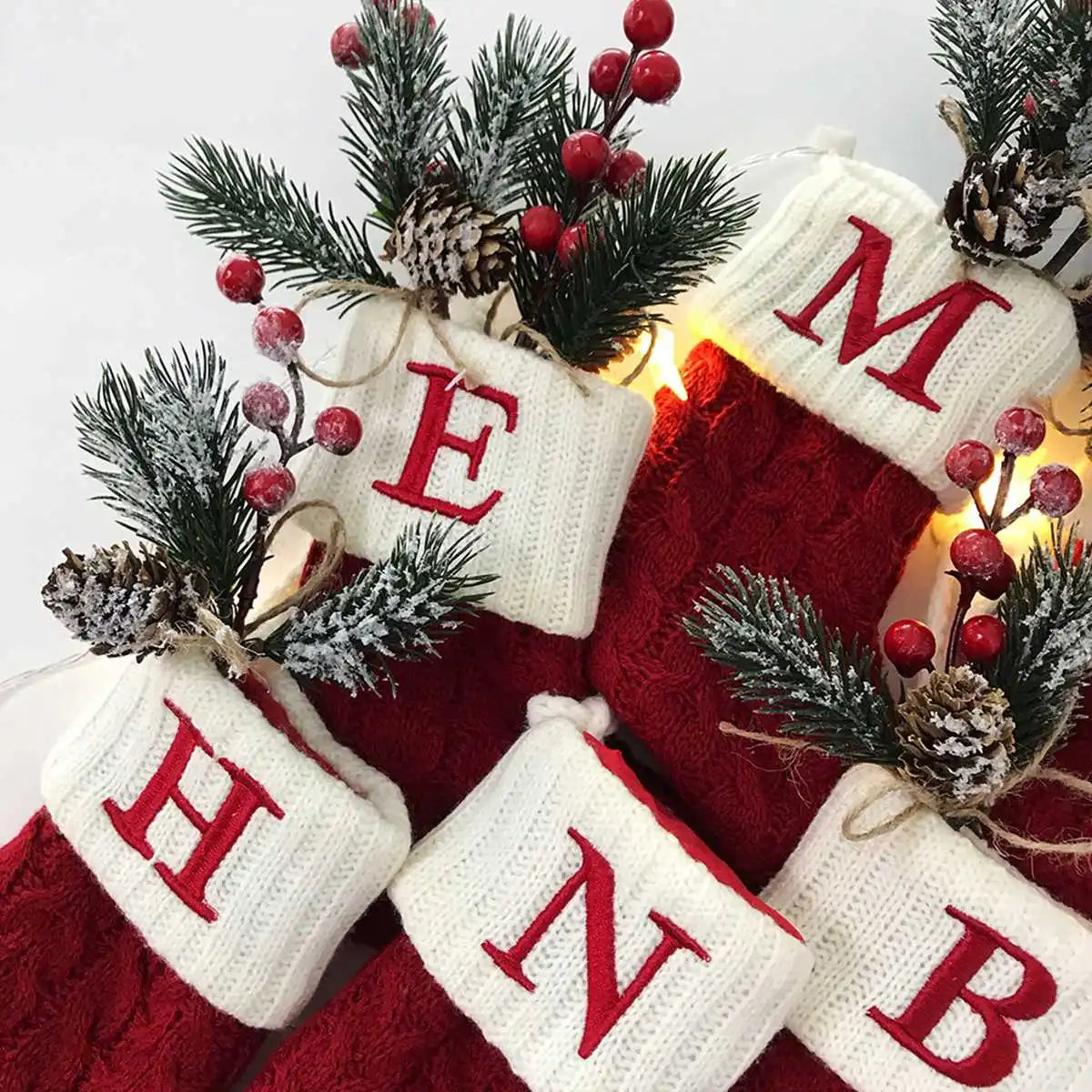 Christmas Alphabet Knitting Socks Christmas Tree Ornaments Christmas Decorations for Home 2023 Navidad Noel 2024 Xmas Gift