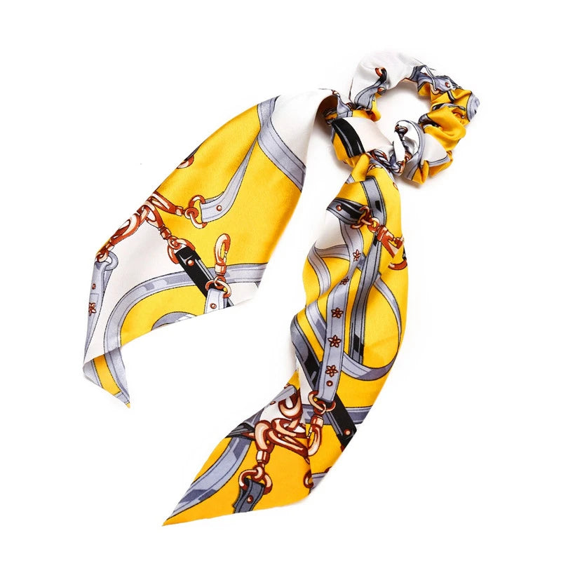 Fashion Bowknot Ponytail Holder Elastic Hair Bands for Girls Flower Printing Hair Accessories Women Hairband Ribbon Headwear