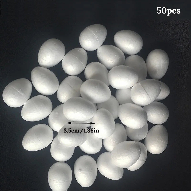 50pcs Easter Decoration Foam Eggs Kids Favors Gifts DIY Painting Modelling Polystyrene Styrofoam Ball Eggs Easter Decor for Home