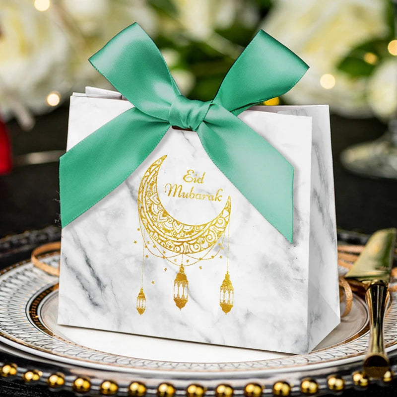 Eid Mubarak Candy Box Set Paper Packaging Gift Bag Party Favor Ramadan Gift Box Muslim Islamic Party Supplies Kareem Decoration