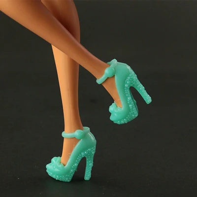 10 Pair / Lot New Black High-Heel Shoes for Barbie Doll High Quality Princess Doll Boot 5 Color Available