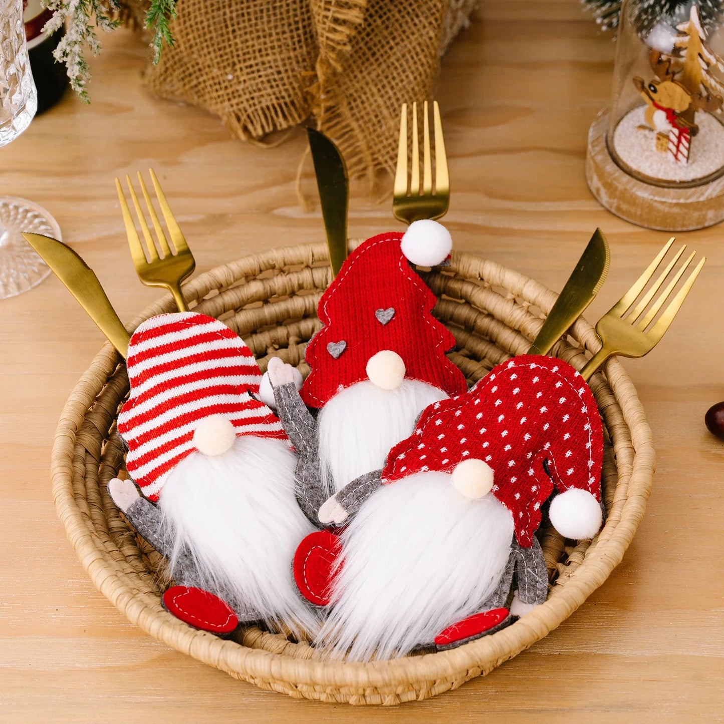 Christmas Cutlery Holders Christmas Knife Fork Tableware Bags Pocket Christmas Decoration 2024 New Year Dinner Table Ornament