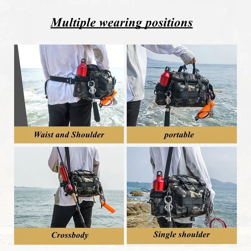 Fishing Tackle Bag Single Shoulder Crossbody Tactical Bags Men Waist Pack Fish Lures Gear Utility Storage Fishing Box Chest Bag