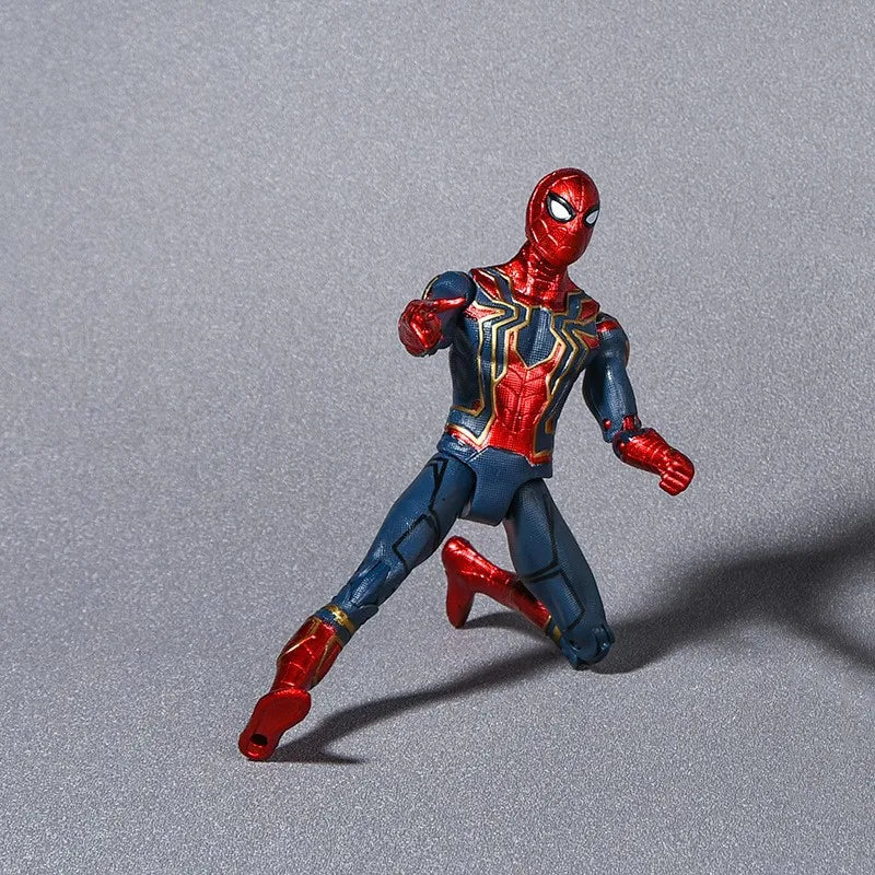 Spiderman Anime Figure Toys Children Cartoon Movie Spider-Man Ironman Hulk Luminous Figure Model Dolls PVC Kids Gift