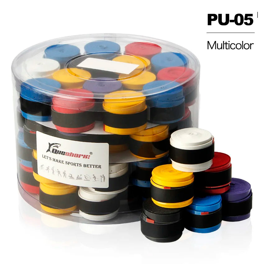 QUESHARK Pro 60 Pcs Tennis Racket Grips Coated Anti-Skid Sweat Absorbed Tapes Badminton Tennis Overgrips Fishing Rod Sweatbands