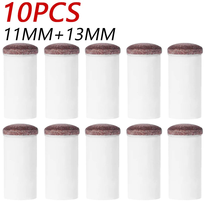 5/10pcs 11mm/ 13mm Slip-On Pool Cue Tips Plastic Snooker Cue Ferrule Billiard Accessories for Billiards Fans Entertainment