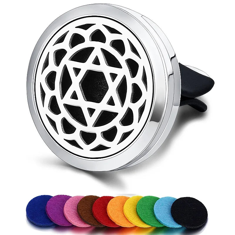 Refillable Car Air Freshener Smell Perfume Diffuser Clip Auto Vent Essential Oil Stainless Steel Locket Interior Accessories
