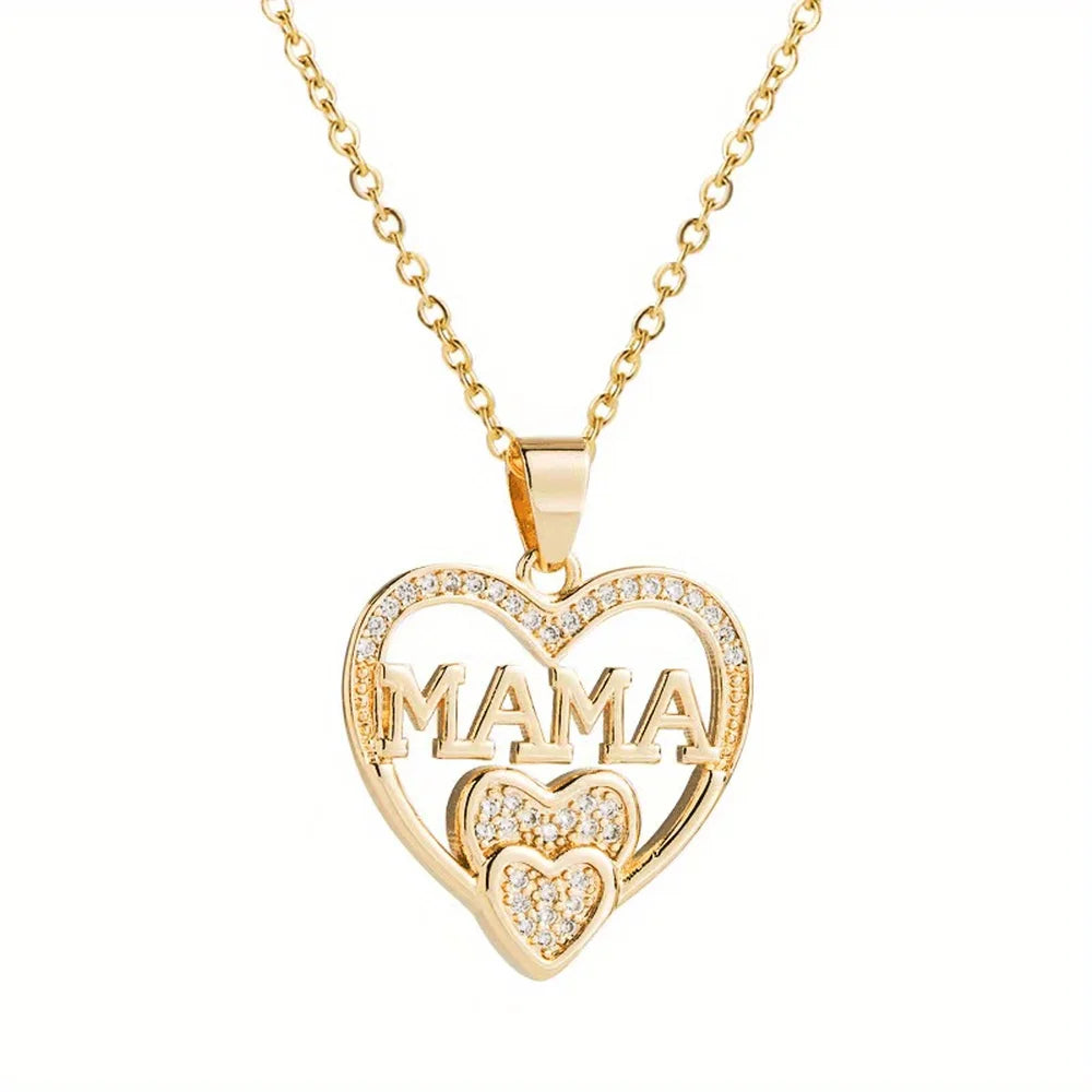 Women Letter Mama Necklace, Trendy Party Jewelry, Christmas Halloween Gift, Valentine's Day Gift for Women Mom Family Friends