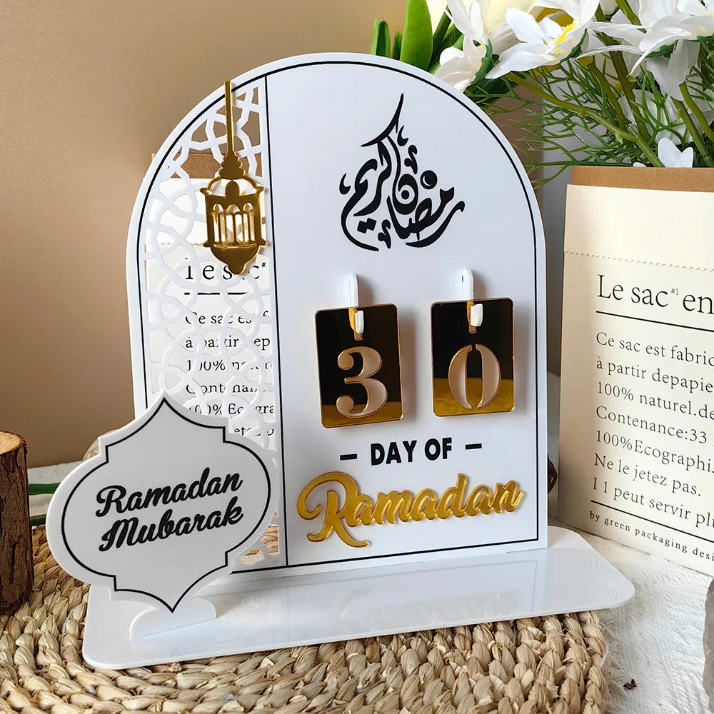 Acrylic Ramadan Countdown Calendar Gifts Day of Ramadan Calendar With Base Replacing Numbers Ramadan Mubarak Islam Advent Day