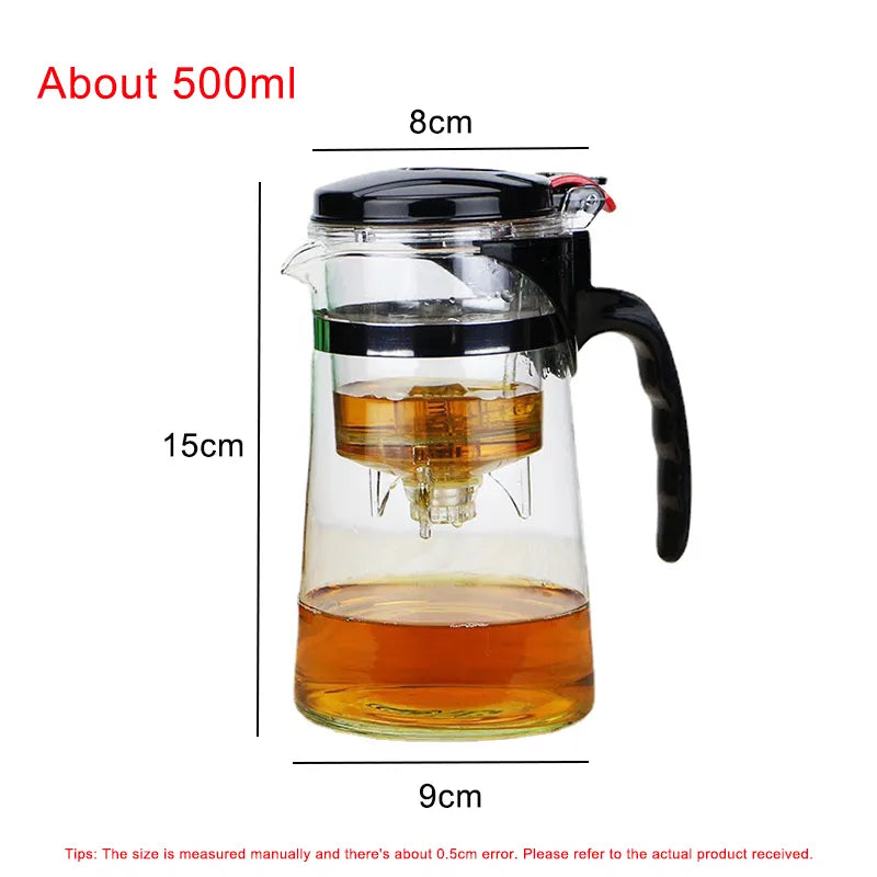 High Quality Heat Resistant Glass Tea Pot Chinese Teaware Kung Fu Tea Set Puer Kettle Coffee Glass Pot Convenient Office TeaPot