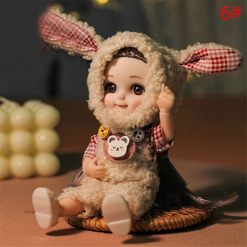 17cm Smiling Doll Princess Set Mini Bjd Toys Princess Dress Suit Cute Smile Bjd Doll 1/12 Movable Joints Doll Girl DIY Dress Up