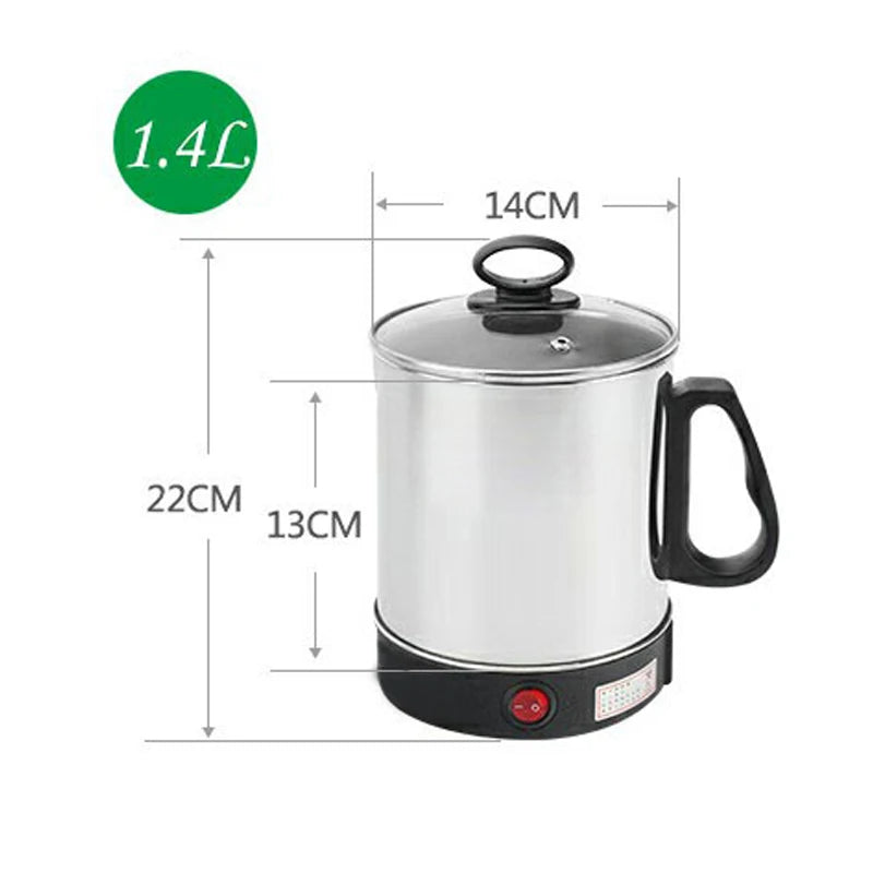 Stainlesss Steel Electric Kettle Water Heating Boiler Tea Pot Cup Portable Travel Mini Hotpot Skillet Food Cooking Noodle Cooker