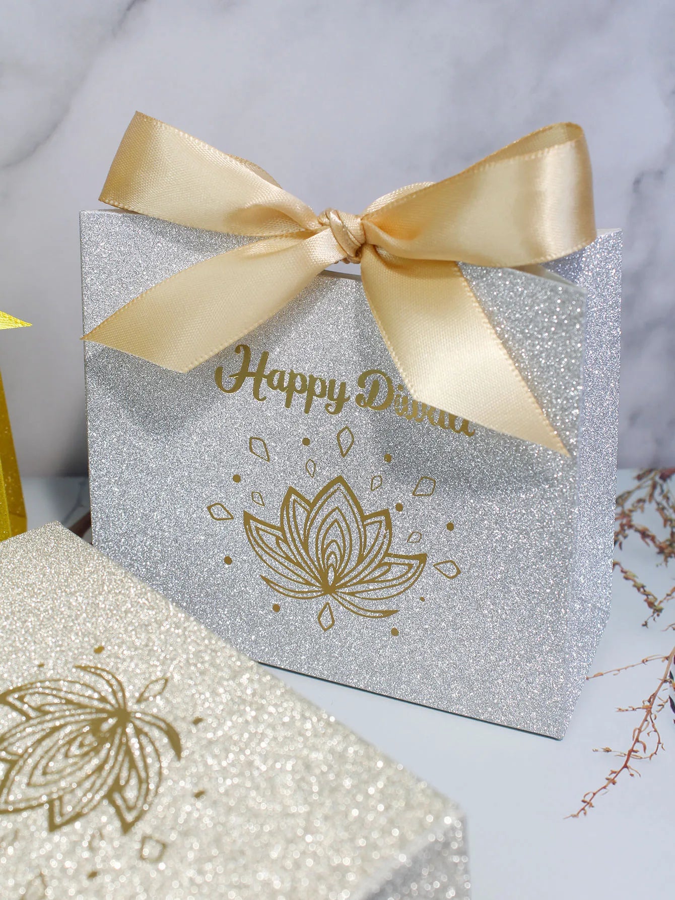 10/20/50pcs Indian Diwali Candy Box, Halloween, Glitter Powder,silver Powder, Three Exquisite Styles of Ribbon Packaging