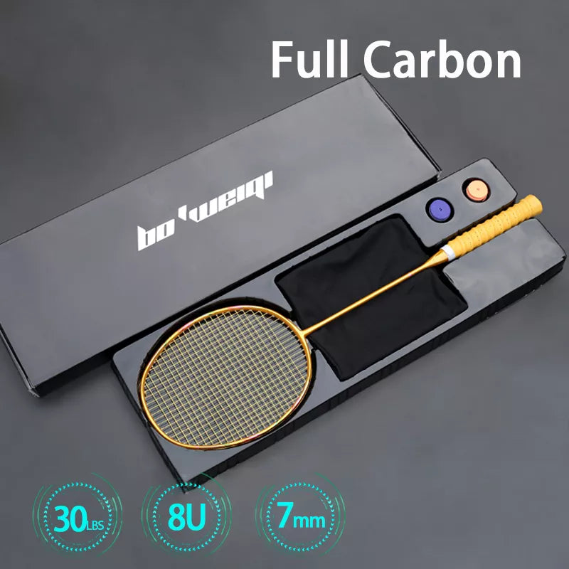 Super Light 8U Full Carbon Fiber Badminton Rackets With Bags String Professional Racket Strung Padel Sports