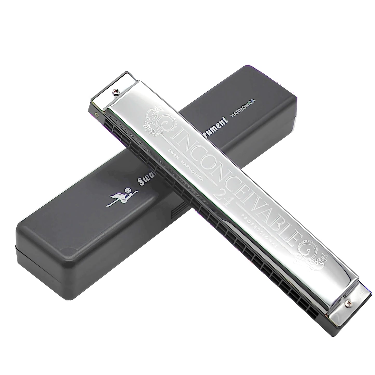 Swan Harmonica 24 Hole Polyphonic Harmonica C Key a/B/D/E/F/G/a #/C #/D #/F #/G # Professional Tremolo Harmonica for Beginners