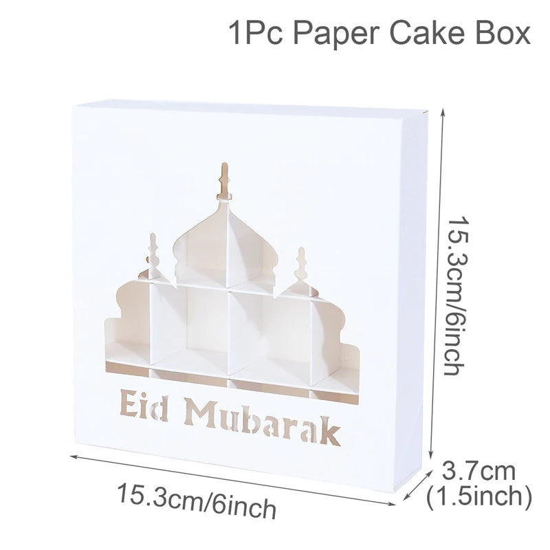 1Pcs Eid Mubarak Gift Box Candy Cake Chocolate Packaging Box Ramadan Kareem Home Decoration 2024 Islamic Muslim Party Supplies