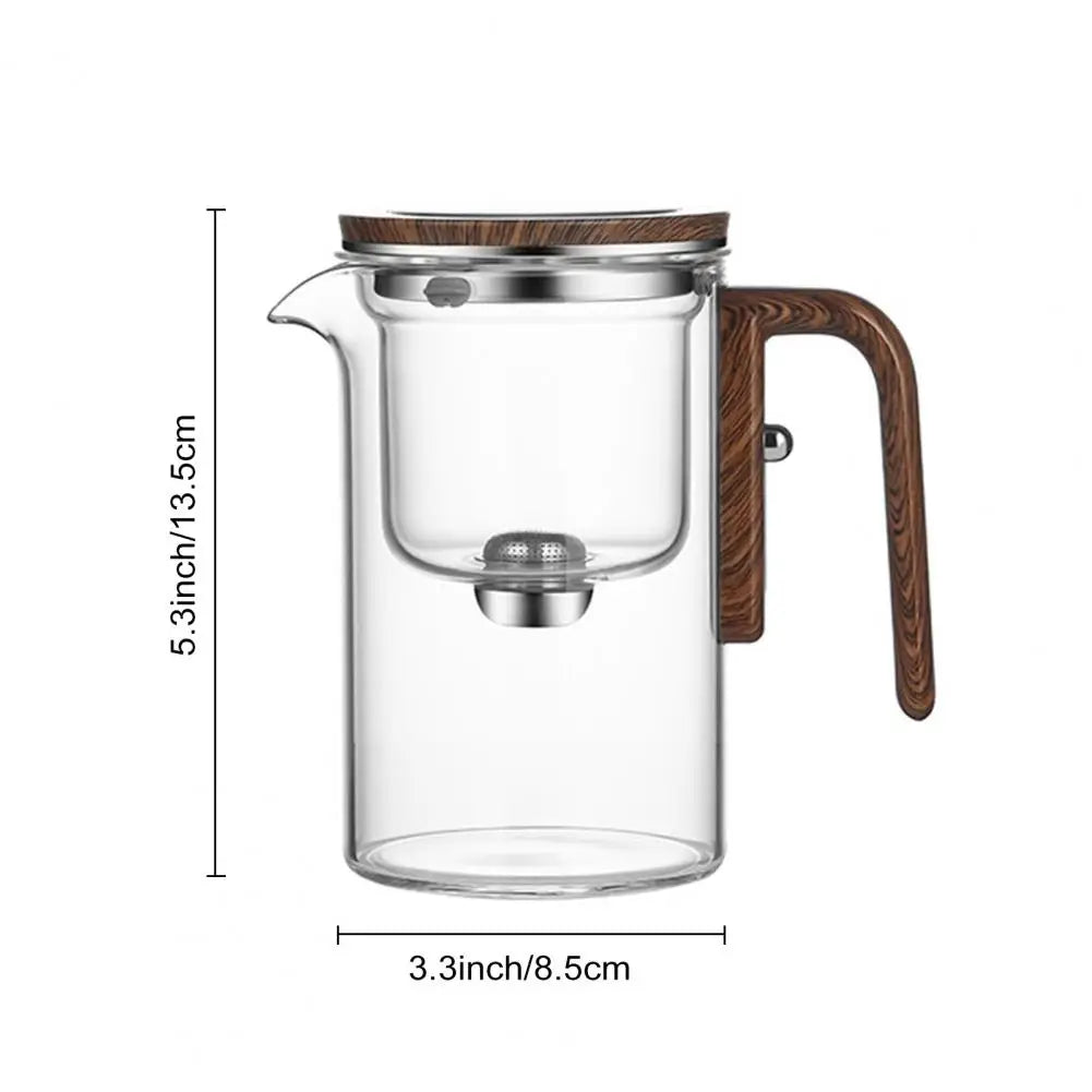 1 Set Glass Teapot Water Separation Wooden Handle Glass Tea Kettle With Infuser Drip-Free Spout Tea Pot for Tea Brewing
